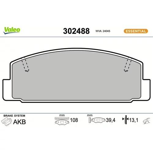 Sada brzdových platničiek kotúčovej brzdy VALEO 302488