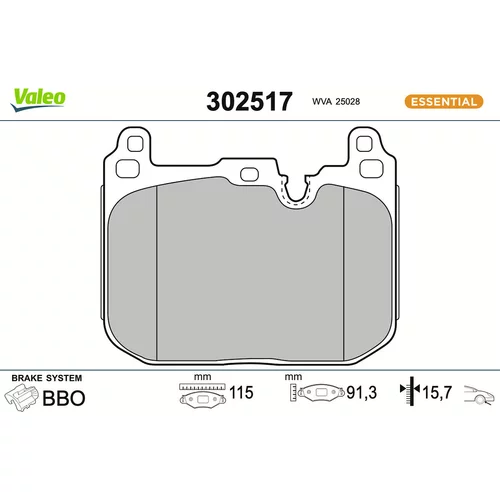 Sada brzdových platničiek kotúčovej brzdy VALEO 302517