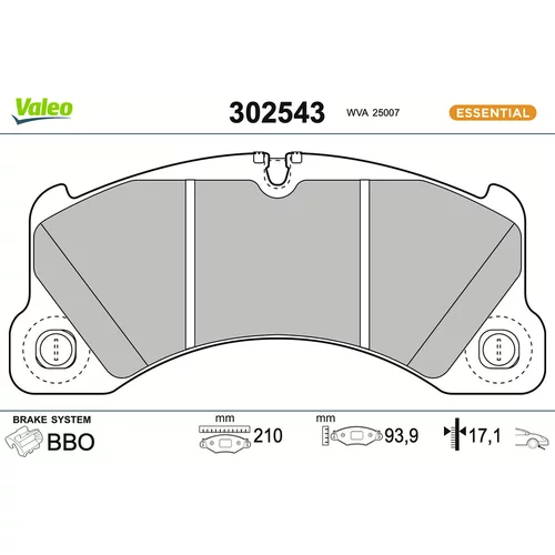 Sada brzdových platničiek kotúčovej brzdy VALEO 302543