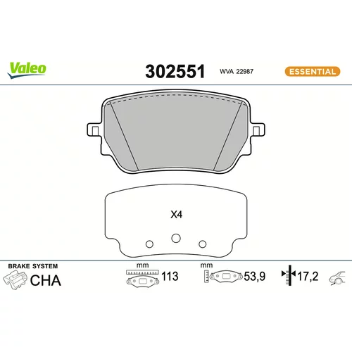 Sada brzdových platničiek kotúčovej brzdy VALEO 302551