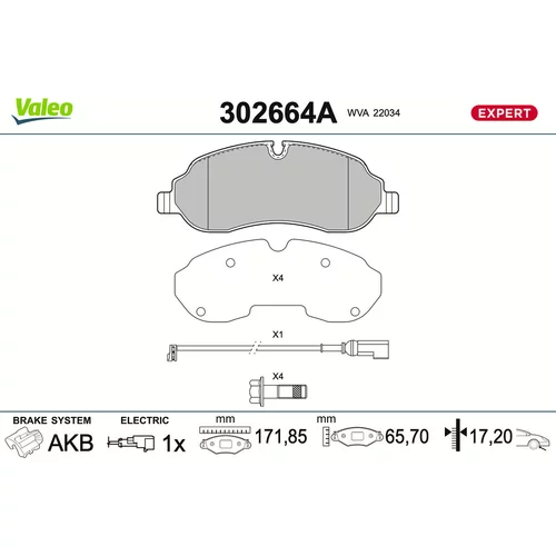 Sada brzdových platničiek kotúčovej brzdy VALEO 302664A