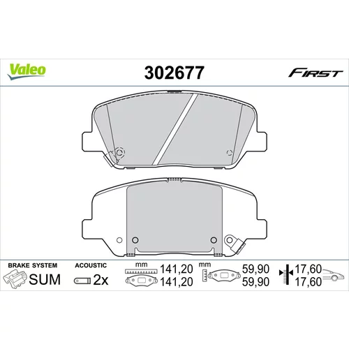 Sada brzdových platničiek kotúčovej brzdy VALEO 302677