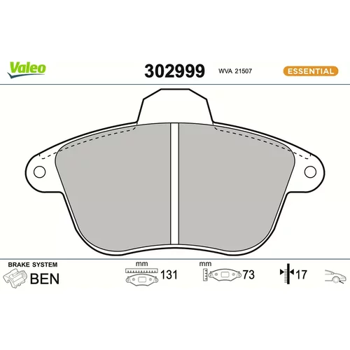 Sada brzdových platničiek kotúčovej brzdy VALEO 302999