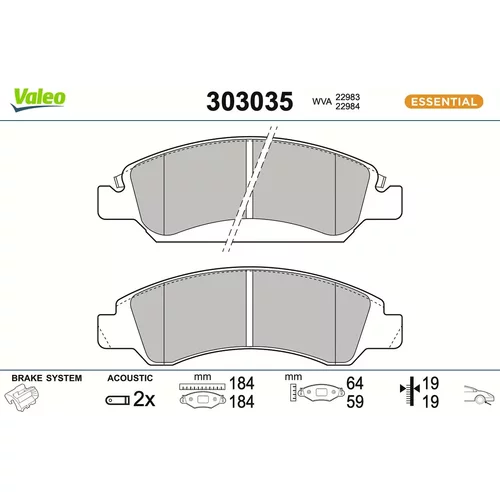 Sada brzdových platničiek kotúčovej brzdy VALEO 303035