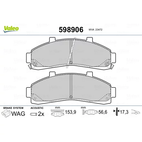Sada brzdových platničiek kotúčovej brzdy VALEO 598906