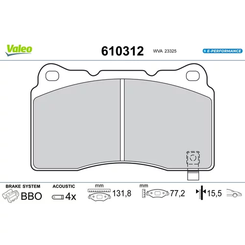 Sada brzdových platničiek kotúčovej brzdy VALEO 610312