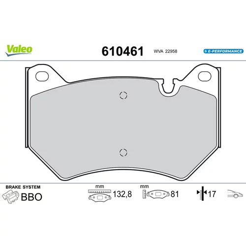Sada brzdových platničiek kotúčovej brzdy VALEO 610461