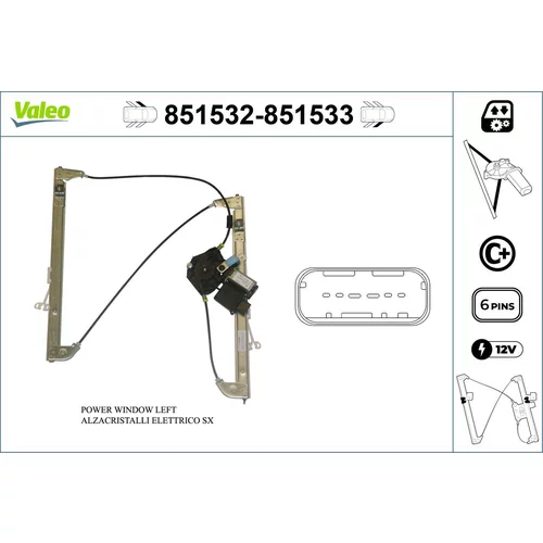 Mechanizmus zdvíhania okna VALEO 851532