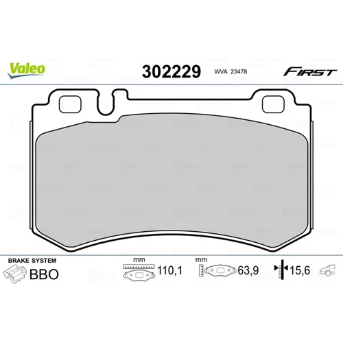 Sada brzdových platničiek kotúčovej brzdy VALEO 302229
