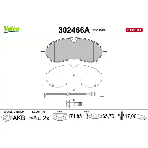 Sada brzdových platničiek kotúčovej brzdy VALEO 302466A