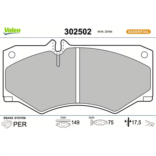 Sada brzdových platničiek kotúčovej brzdy VALEO 302502