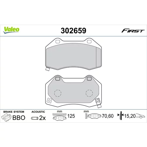 Sada brzdových platničiek kotúčovej brzdy VALEO 302659