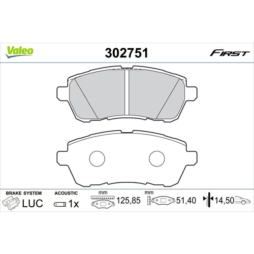 Sada brzdových platničiek kotúčovej brzdy VALEO 302751