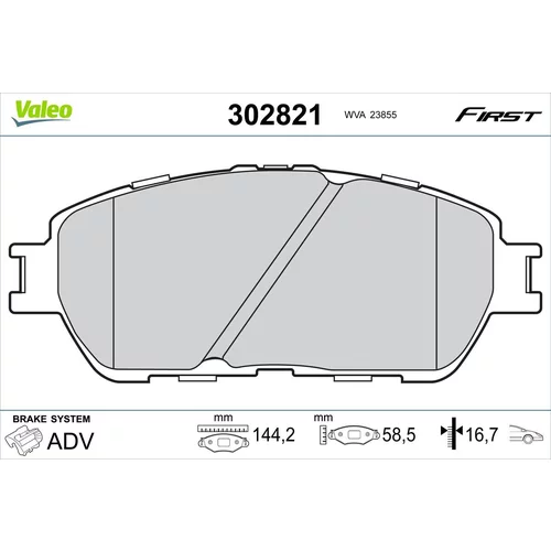 Sada brzdových platničiek kotúčovej brzdy VALEO 302821