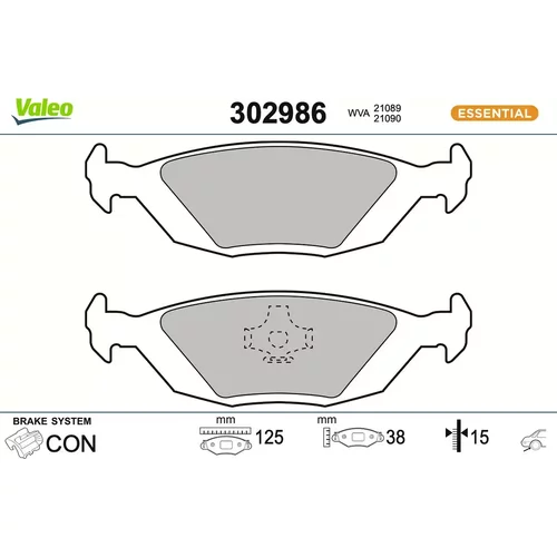 Sada brzdových platničiek kotúčovej brzdy VALEO 302986
