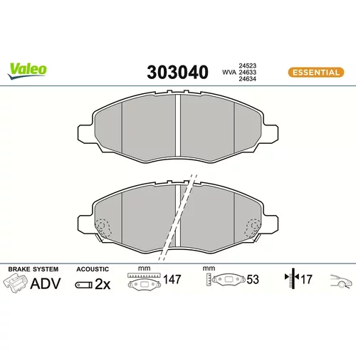 Sada brzdových platničiek kotúčovej brzdy VALEO 303040