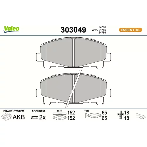 Sada brzdových platničiek kotúčovej brzdy VALEO 303049