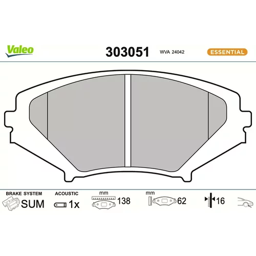 Sada brzdových platničiek kotúčovej brzdy VALEO 303051