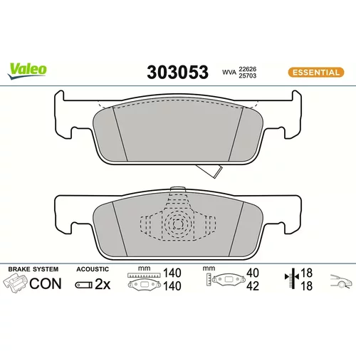 Sada brzdových platničiek kotúčovej brzdy VALEO 303053