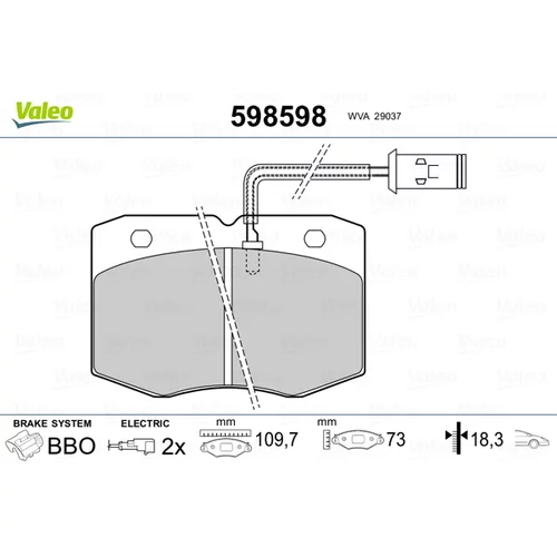 Sada brzdových platničiek kotúčovej brzdy VALEO 598598