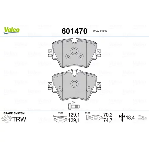 Sada brzdových platničiek kotúčovej brzdy VALEO 601470
