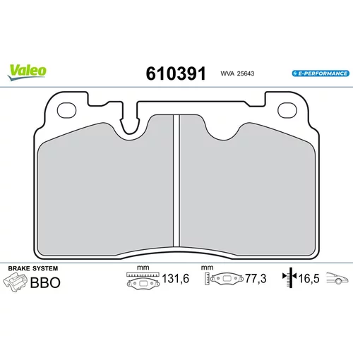 Sada brzdových platničiek kotúčovej brzdy VALEO 610391