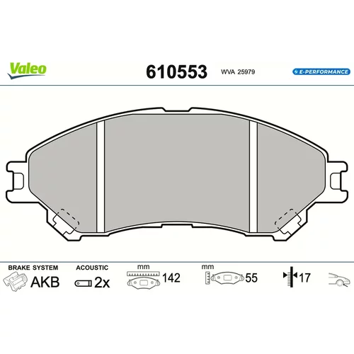 Sada brzdových platničiek kotúčovej brzdy VALEO 610553
