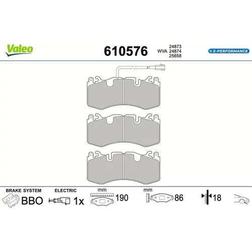 Sada brzdových platničiek kotúčovej brzdy VALEO 610576