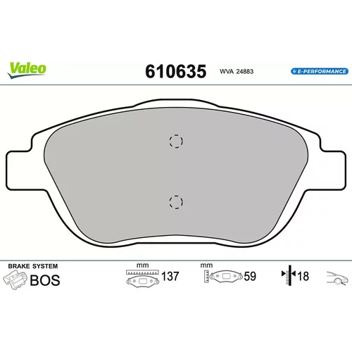 Sada brzdových platničiek kotúčovej brzdy VALEO 610635