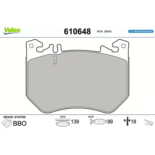 Sada brzdových platničiek kotúčovej brzdy VALEO 610648
