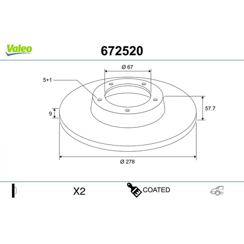 Brzdový kotúč VALEO 672520