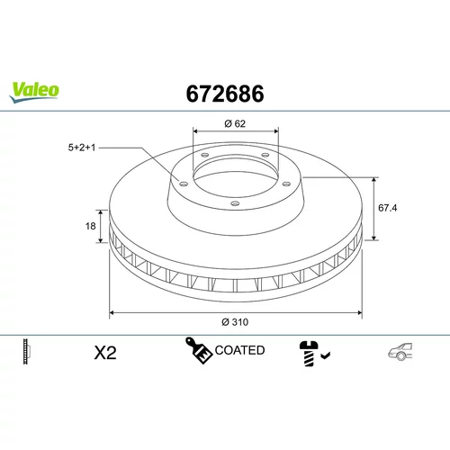 Brzdový kotúč VALEO 672686
