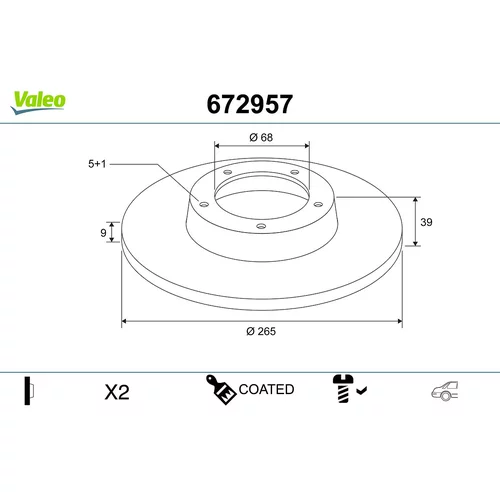 Brzdový kotúč VALEO 672957