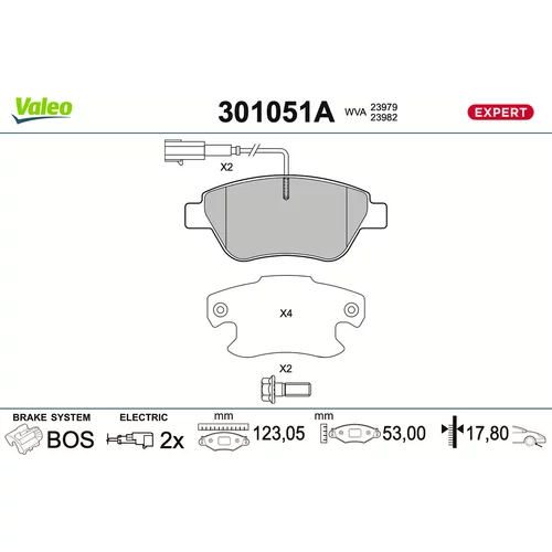 Sada brzdových platničiek kotúčovej brzdy VALEO 301051A