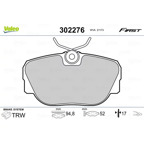 Sada brzdových platničiek kotúčovej brzdy VALEO 302276