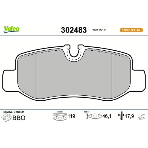 Sada brzdových platničiek kotúčovej brzdy VALEO 302483