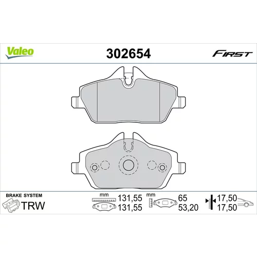 Sada brzdových platničiek kotúčovej brzdy VALEO 302654