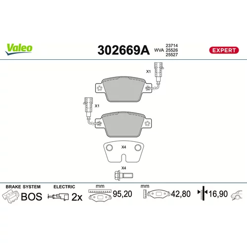 Sada brzdových platničiek kotúčovej brzdy VALEO 302669A