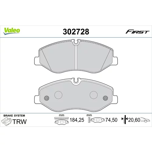 Sada brzdových platničiek kotúčovej brzdy VALEO 302728
