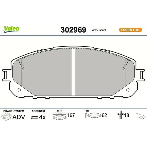 Sada brzdových platničiek kotúčovej brzdy VALEO 302969