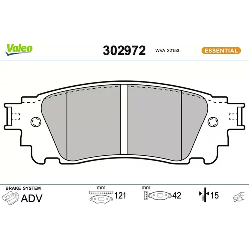 Sada brzdových platničiek kotúčovej brzdy VALEO 302972