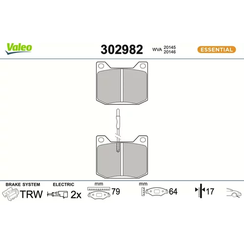 Sada brzdových platničiek kotúčovej brzdy VALEO 302982