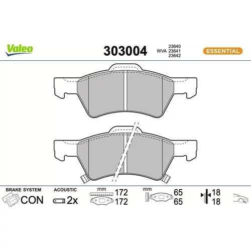 Sada brzdových platničiek kotúčovej brzdy VALEO 303004