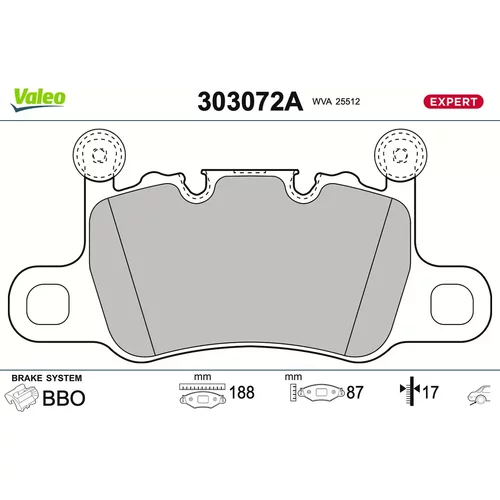 Sada brzdových platničiek kotúčovej brzdy VALEO 303072A