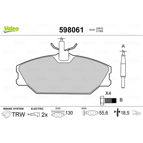 Sada brzdových platničiek kotúčovej brzdy VALEO 598061