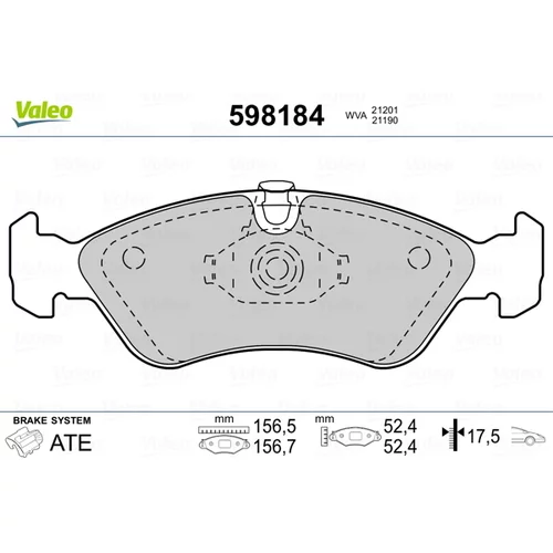 Sada brzdových platničiek kotúčovej brzdy VALEO 598184