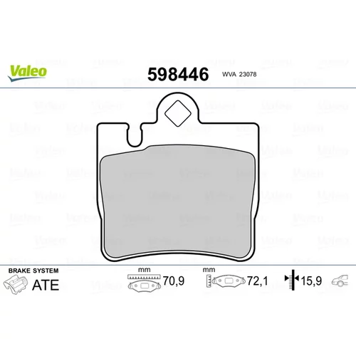 Sada brzdových platničiek kotúčovej brzdy VALEO 598446