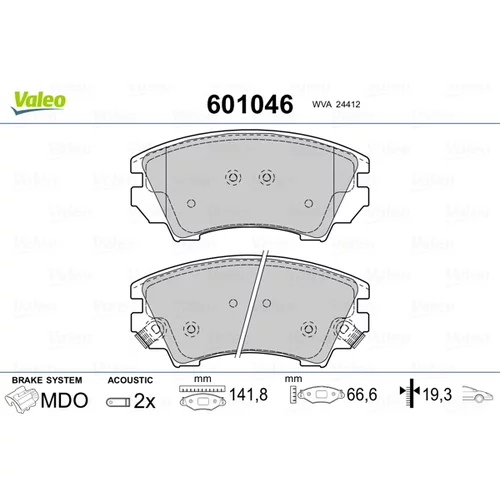 Sada brzdových platničiek kotúčovej brzdy 601046 /VALEO/