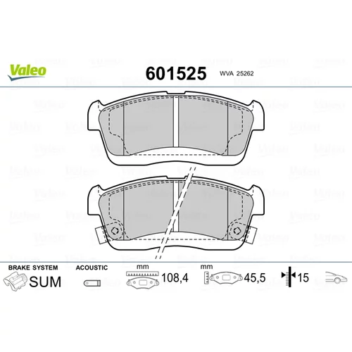 Sada brzdových platničiek kotúčovej brzdy VALEO 601525