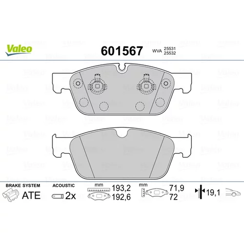 Sada brzdových platničiek kotúčovej brzdy VALEO 601567